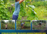 Optimalkan P2L, Personel Yon B Pelopor Laksanakan Pembersihan Lahan dan Perawatan Tanaman Produktif