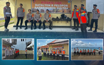 Personel Batalyon B Pelopor Satbrimob Polda Sultra Siaga SAR di Lakambau, Wujud Kesiapsiagaan Hadapi Potensi Bencana