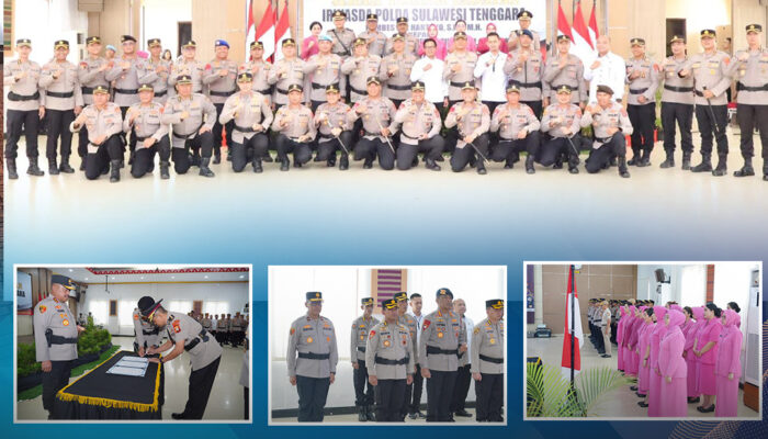 Dansat Brimob Polda Sultra Hadiri Sertijab Irwasda, Tegaskan Komitmen Penguatan Pengawasan Internal