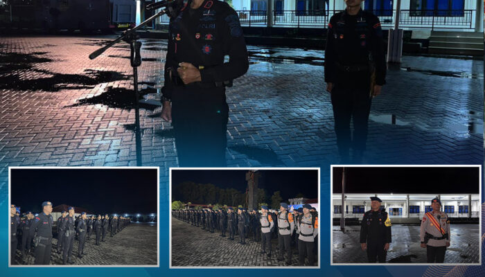 Perkuat Pengamanan Jelang Idul Fitri, Personel Sat Brimob Polda Sultra Gelar Apel Malam Antisipasi Gangguan Kamtibmas