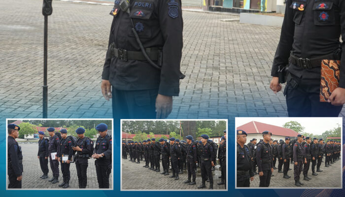 Personel Kompi Siaga, Komposit Gegana, dan Baja Taja Satbrimob Polda Sultra Laksanakan Apel Pagi untuk Perkuat Disiplin dan Kesiapsiagaan