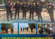 Patroli Ops Ketupat Anoa 2026, Personel Gegana Brimob Sultra Perkuat Pengamanan Wisata Pantai Toronipa