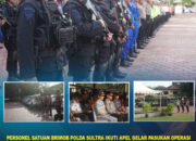 Personel Satuan Brimob Polda Sultra Ikuti Apel Gelar Pasukan Operasi Ketupat Anoa 2026 di Mapolda Sultra