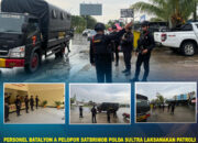 Personel Batalyon A Pelopor Satbrimob Polda Sultra Laksanakan Patroli KRYD dan Siaga di Bundaran Pesawat Lepo-Lepo