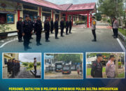 Personel Batalyon B Pelopor Satbrimob Polda Sultra Intensifkan Pengamanan di Wilayah Hukum Polres Muna Jelang Idul Fitri