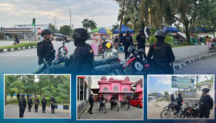 Personel Batalyon A Pelopor Satbrimobda Sultra Laksanakan Patroli dan Stand By Jelang Berbuka Puasa di Masjid Haji Latjinta Hidayatullah