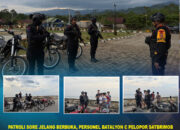 Patroli Sore Jelang Berbuka, Personel Batalyon C Pelopor Satbrimob Polda Sultra Amankan Kawasan Tugu Perahu Lasusua