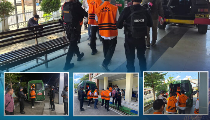 Personel Gegana Brimob Polda Sultra Laksanakan Pengamanan Ketat Sidang Tahanan KPK di Pengadilan Tipikor Baruga