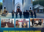 Personel Detasemen Gegana Satbrimob Polda Sultra Laksanakan Sterilisasi Gereja Jelang Perayaan Paskah di Kota Kendari