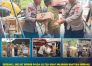 Personel SAR Sat Brimob Polda Sultra Sigap Salurkan Bantuan Sembako bagi Warga Terdampak Banjir