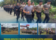 Personel Batalyon C Pelopor Satbrimob Polda Sultra Laksanakan Pembinaan Fisik Siang Hari untuk Tingkatkan Kesiapsiagaan