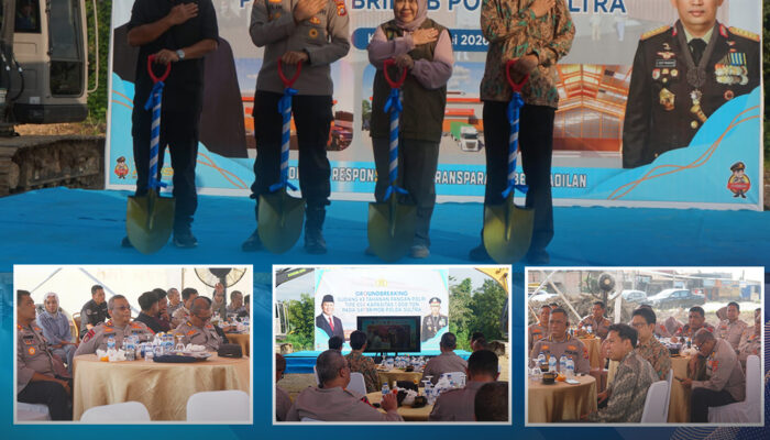 Dansat Brimob Polda Sultra Hadiri Vicon dan Ground Breaking Gudang Ketahanan Pangan Polri di Mako Satbrimob polda sultra