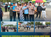 Sinergitas dan Kebersamaan, Wakapolda Sultra Bersama Dansat Brimob Ikuti Jalan Santai Peringati Hari Buruh di Eks MTQ Kendari