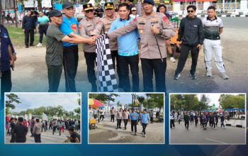 Sinergitas dan Kebersamaan, Wakapolda Sultra Bersama Dansat Brimob Ikuti Jalan Santai Peringati Hari Buruh di Eks MTQ Kendari