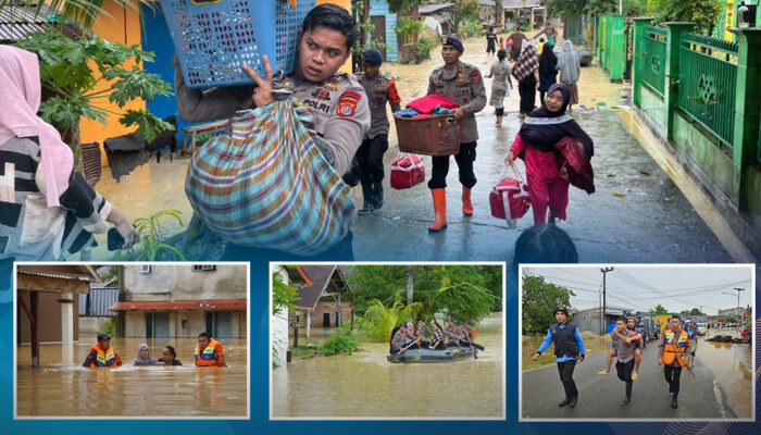 Respons Cepat Tim SAR Sat Brimob Polda Sultra Evakuasi Warga Terdampak Banjir di Kawasan Kali Wanggu Kendari