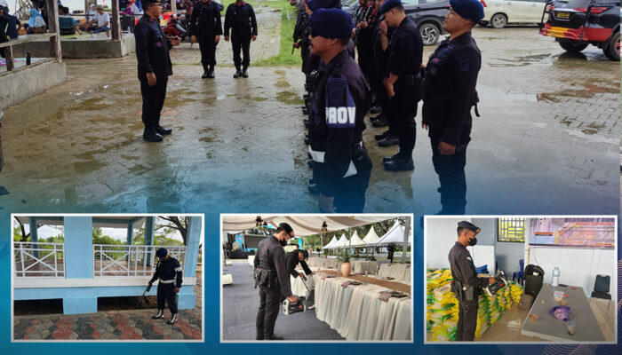 Personel Detasemen Gegana Satbrimob Polda Sultra Amankan Kegiatan UCLG ASPAC Executive Bureau Meeting 2026 di Pantai Nambo