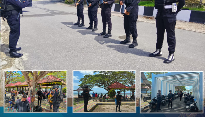 Patroli Akhir Pekan, Sat Brimob Polda Sultra Jaga Keamanan Destinasi Wisata Kota Kendari