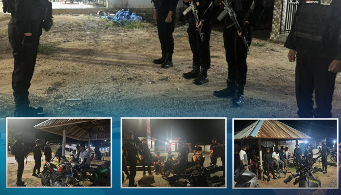 Patroli Malam di Desa Lantari Jaya, Satbrimob Polda Sultra Hadir Jaga Keamanan dan Berikan Rasa Aman kepada Masyarakat