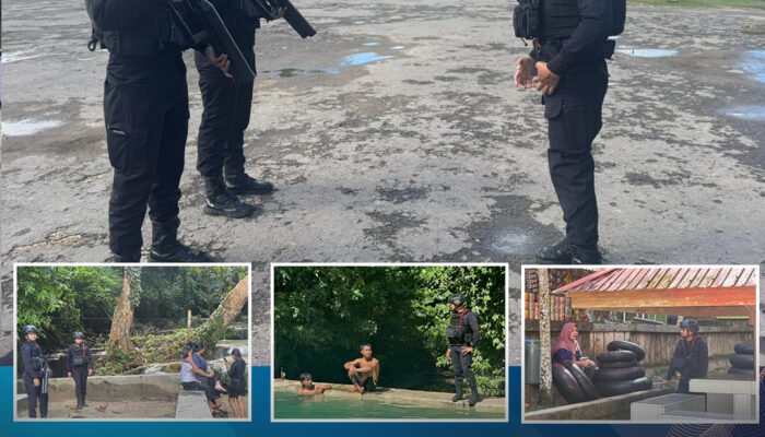 Patroli Akhir Pekan, Personel Batalyon B Pelopor Satbrimob Polda Sultra Perkuat Keamanan di Objek Wisata Kabura Burana Buton Selatan
