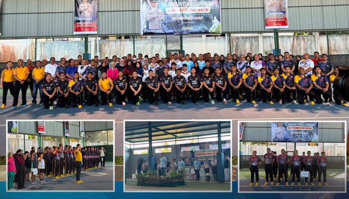 Semarak Hari Bhayangkara Ke-80, Personel Sat Brimob Polda Sultra Ikuti Pembukaan Turnamen Tenis Kapolda Cup 2026