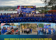 Dansat Brimob Polda Sultra Dampingi Kapolda Sultra Pimpin Apel Pimpinan di Mako Ditpolairud Polda Sultra