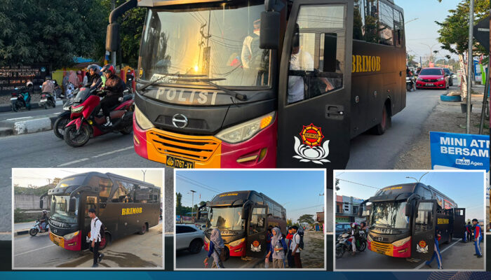 Bus Brimob Gratis Antar Pelajar ke Sekolah, Wujud Nyata Kepedulian Sat Brimob Polda Sultra terhadap Dunia Pendidikan
