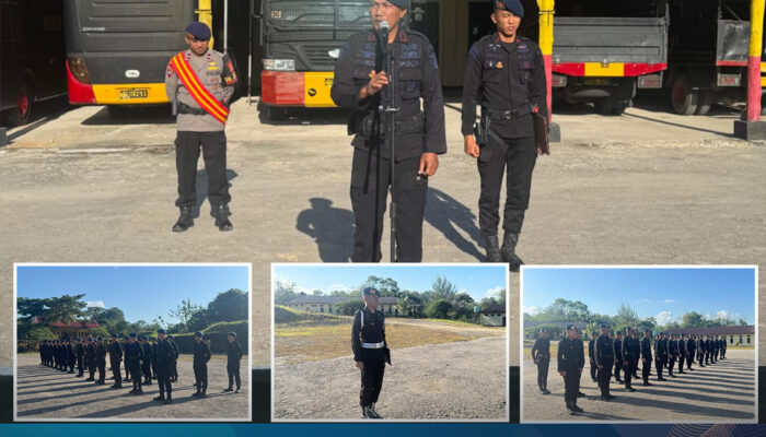 Tingkatkan Disiplin dan Kesiapsiagaan, Personel Batalyon B Pelopor Satbrimob Polda Sultra Laksanakan Apel Pagi