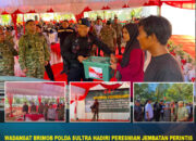 Wadansat Brimob Polda Sultra Hadiri Peresmian Jembatan Perintis Garuda dan Bakti Sosial TNI di Konawe Utara