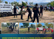 Semangat Gotong Royong Sambut HUT ke-81 RI, Personel Batalyon C Pelopor Satbrimob Polda Sultra Bersama TNI dan DLH Kolaka Gelar Kerja Bakti di Pasar Mekongga