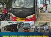 Personel Satbrimob Polda Sultra Antar Anak Sekolah Menggunakan Bus Brimob Gratis, Wujud Kepedulian terhadap Pendidikan