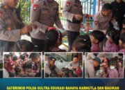 Satbrimob Polda Sultra Edukasi Bahaya Karhutla dan Bagikan Masker kepada Anak-Anak TK Smart School Baruga