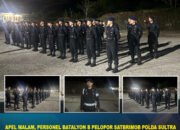 APEL MALAM, PERSONEL BATALYON B PELOPOR SATBRIMOB POLDA SULTRA TINGKATKAN KESIAPSIAGAAN DAN DISIPLIN