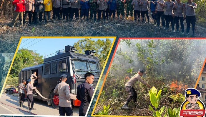 Gerak Cepat Personel Satbrimob Polda Sultra Tangani Kebakaran Lahan di Desa Lalowiu