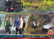 Sinergi Brimob Polda Sultra dan Damkar Kendari Padamkan Karhutla di Desa Pousu Jaya