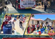 Satbrimob Polda Sultra Salurkan Air Bersih bagi Warga Terdampak Kekeringan di Gunung Jati