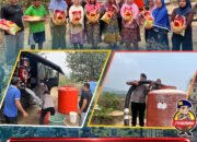 Brimob Polda Sultra Salurkan Air Bersih dan Bagikan Sembako kepada Masyarakat Desa Lamomea